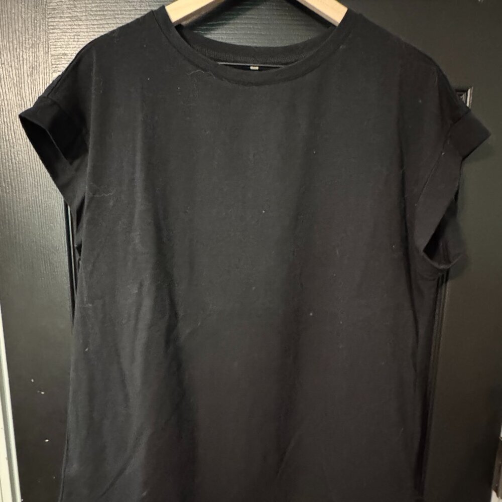 Womens Basic Black Cap Sleeve Tee Extra Large
